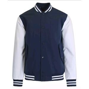 New Spire By Galaxy Clothing Unity Varsity Jacket In Navy/White Size: Medium